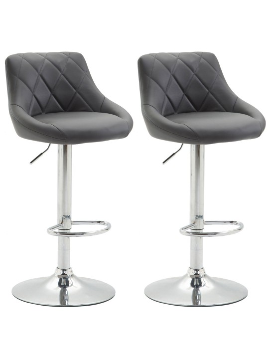 Conjunto de 2 bancos altos em pele sintética Lazio C, cinza Conjunto de 2 bancos altos em pele sintética Lazio C, cinza