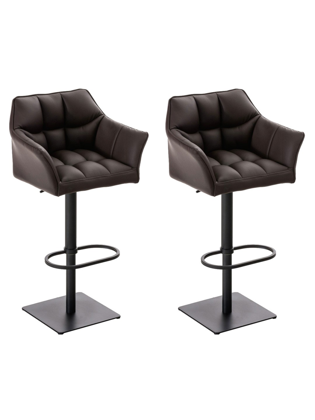 Conjunto de 2 bancos altos em pele sintética Damaso, castanho