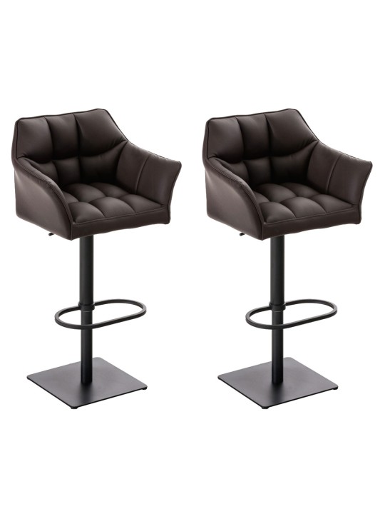 Conjunto de 2 bancos altos em pele sintética Damaso, castanho