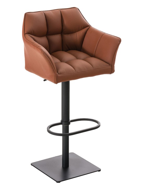 Conjunto de 2 bancos altos em pele sintética Damaso, castanho claro