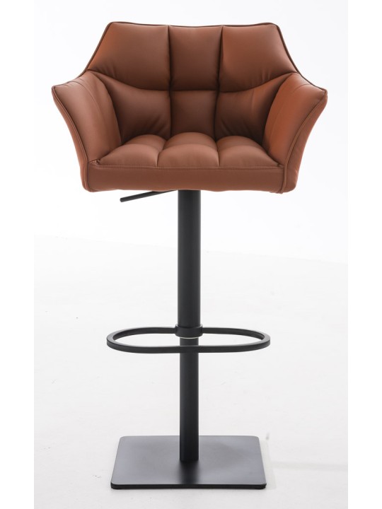 Conjunto de 2 bancos altos em pele sintética Damaso, castanho claro