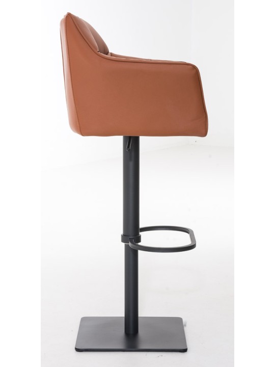 Conjunto de 2 bancos altos em pele sintética Damaso, castanho claro