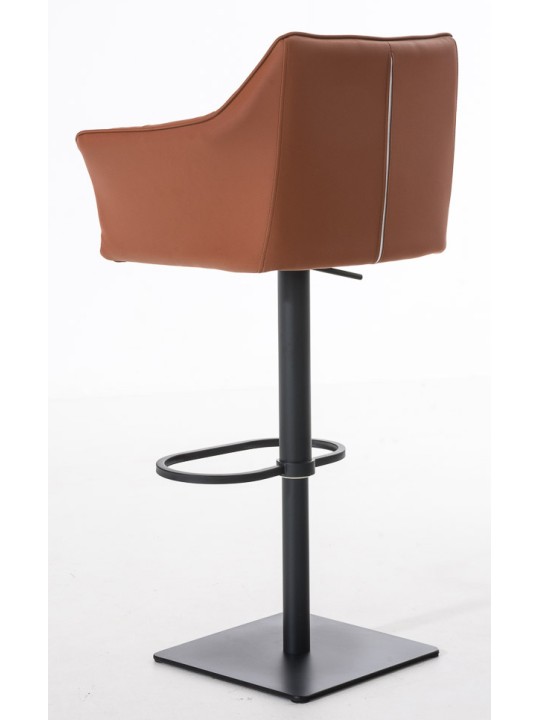 Conjunto de 2 bancos altos em pele sintética Damaso, castanho claro