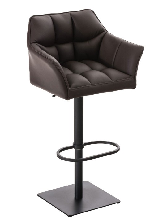 Conjunto de 2 bancos altos em pele sintética Damaso, castanho