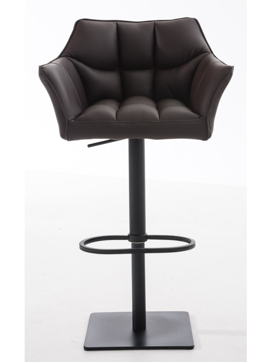 Conjunto de 2 bancos altos em pele sintética Damaso, castanho