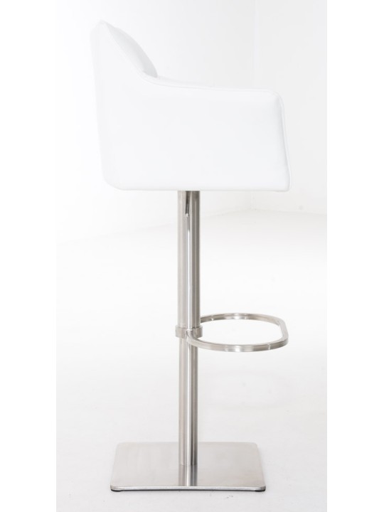 Conjunto de 2 bancos altos em pele sintética Damaso em aço inoxidável, branco