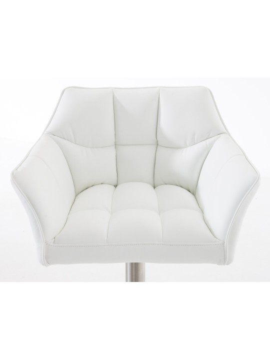 Conjunto de 2 bancos altos em pele sintética Damaso em aço inoxidável, branco