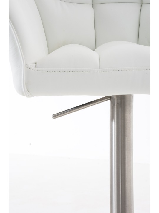 Conjunto de 2 bancos altos em pele sintética Damaso em aço inoxidável, branco