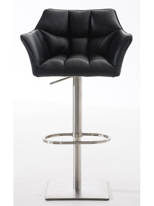 Conjunto de 2 bancos altos em pele sintética Damaso em aço inoxidável, preto