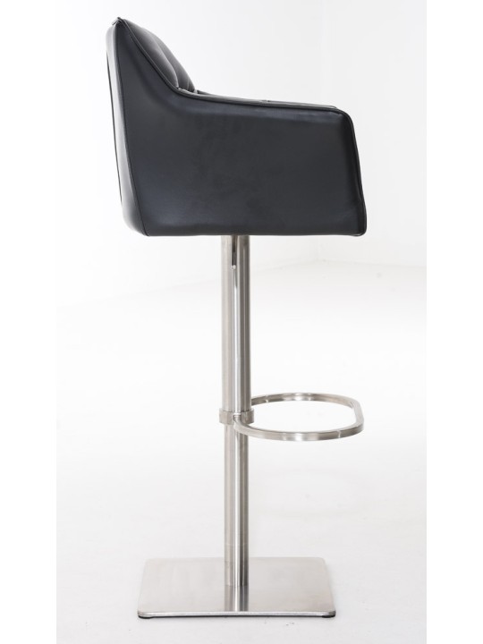 Conjunto de 2 bancos altos em pele sintética Damaso em aço inoxidável, preto