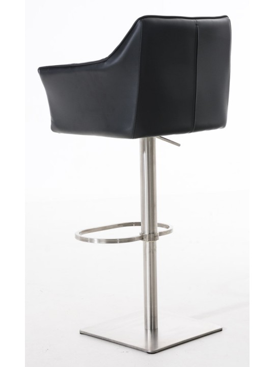 Conjunto de 2 bancos altos em pele sintética Damaso em aço inoxidável, preto