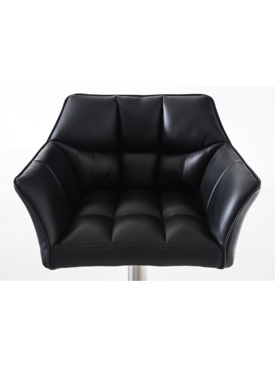 Conjunto de 2 bancos altos em pele sintética Damaso em aço inoxidável, preto