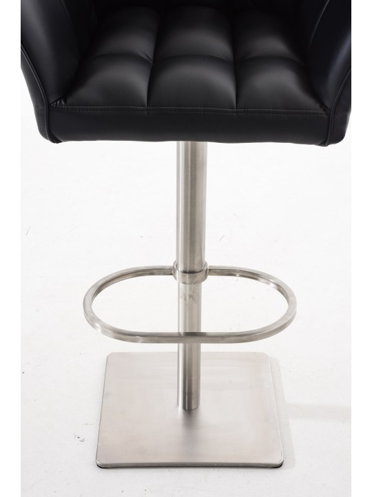 Conjunto de 2 bancos altos em pele sintética Damaso em aço inoxidável, preto