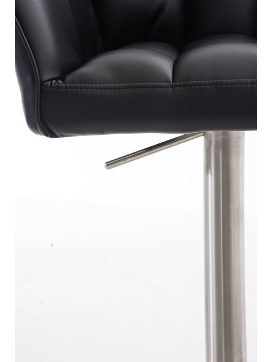 Conjunto de 2 bancos altos em pele sintética Damaso em aço inoxidável, preto