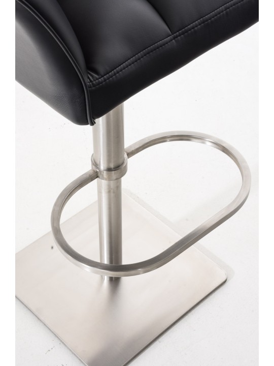 Conjunto de 2 bancos altos em pele sintética Damaso em aço inoxidável, preto