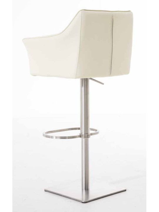 Conjunto de 2 bancos altos em pele sintética Damaso em aço inoxidável, creme