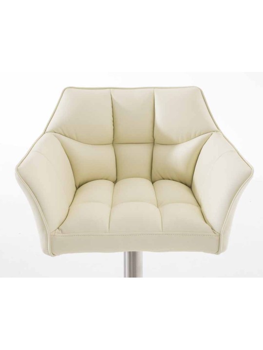 Conjunto de 2 bancos altos em pele sintética Damaso em aço inoxidável, creme