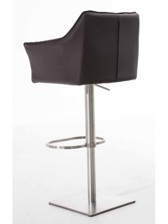 Conjunto de 2 bancos altos em pele sintética Damaso em aço inoxidável, castanho