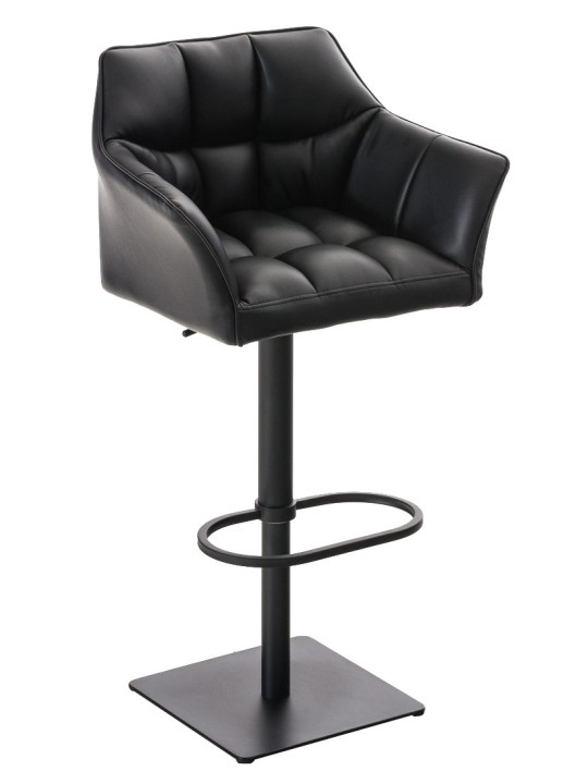 Conjunto de 2 bancos altos em pele sintética Damaso, preto Conjunto de 2 bancos altos em pele sintética Damaso, preto