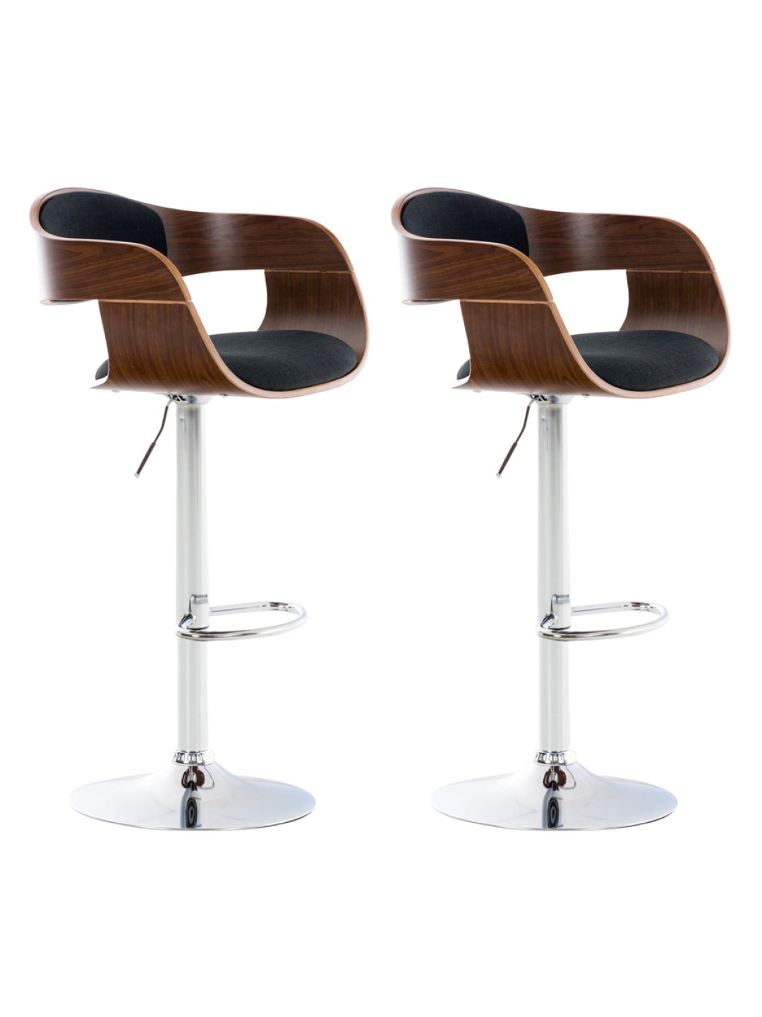 Conjunto de 2 bancos altos em tecido Kingston C, nogueira/preto