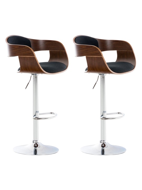 Conjunto de 2 bancos altos em tecido Kingston C, nogueira/preto Conjunto de 2 bancos altos em tecido Kingston C, nogueira/preto