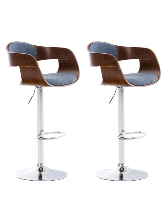 Conjunto de 2 bancos altos em tecido Kingston C, nogueira/azul Conjunto de 2 bancos altos em tecido Kingston C, nogueira/azul