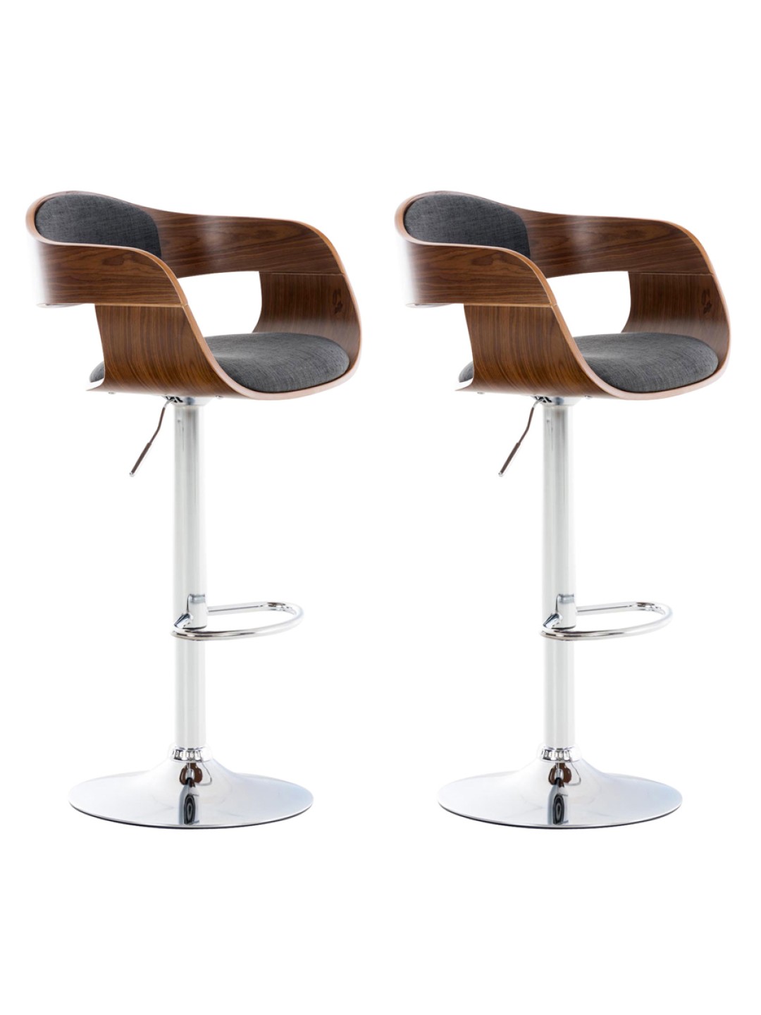 Conjunto de 2 bancos altos em tecido Kingston C, nogueira/cinza escuro