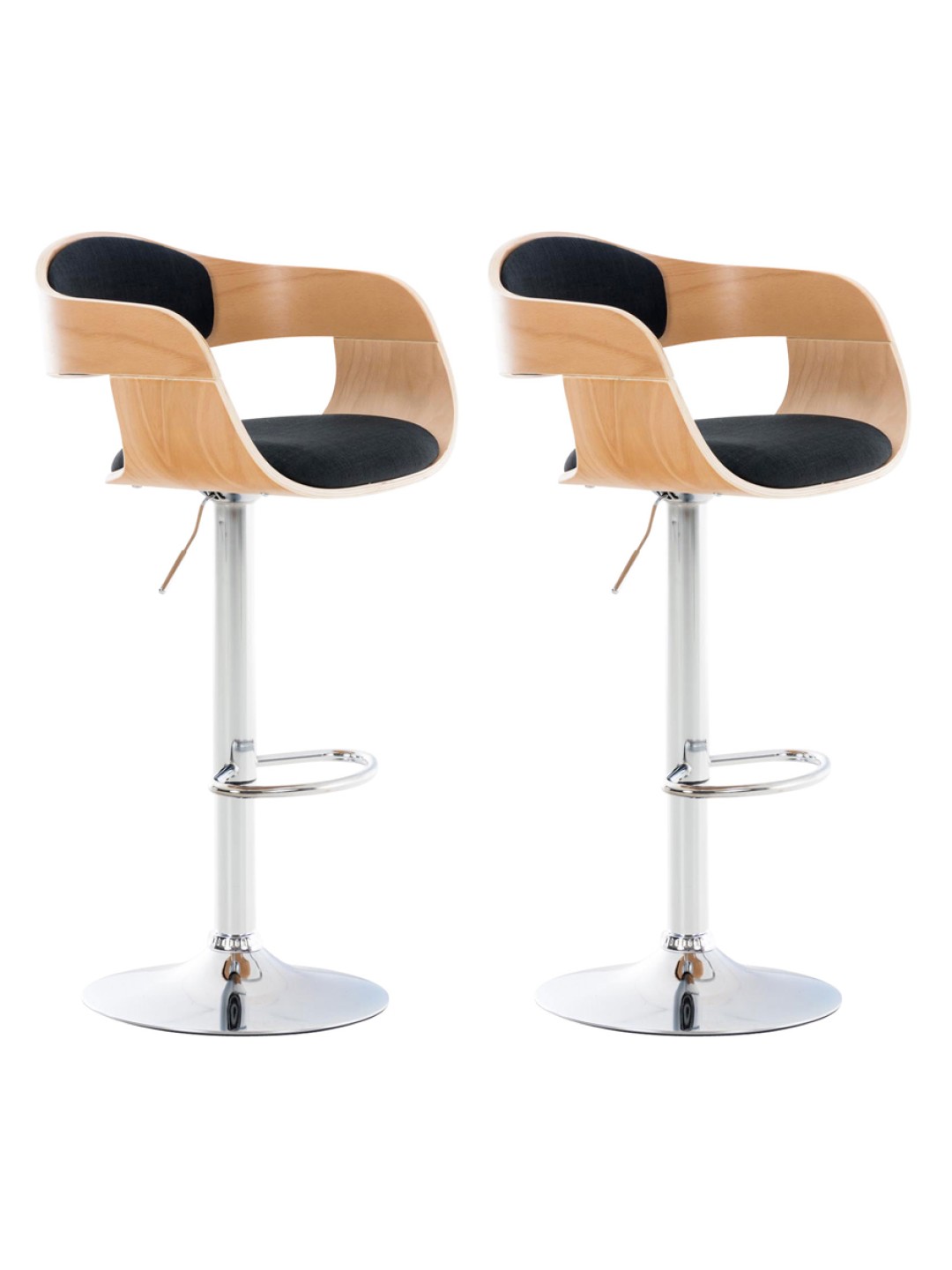 Conjunto de 2 bancos altos em tecido Kingston C, natural/preto