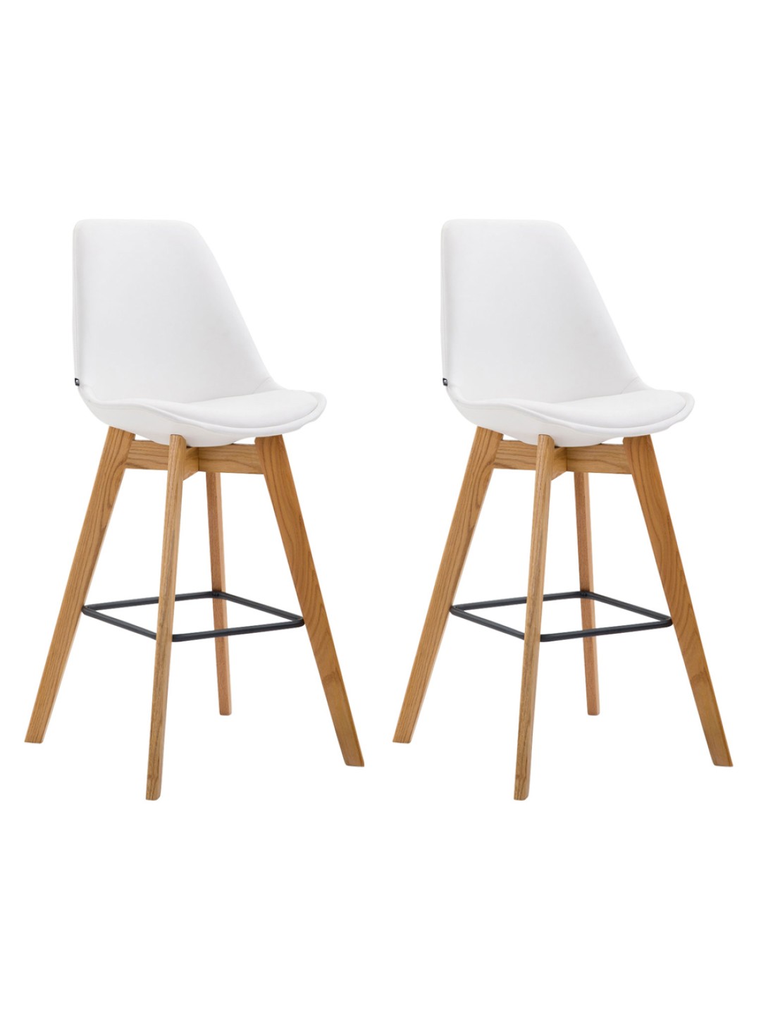 Conjunto de 2 bancos altos Metz em pele sintética natural, branco