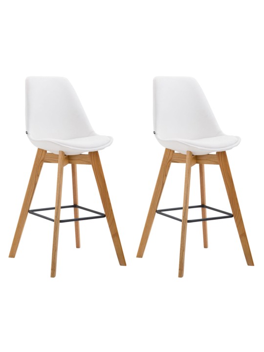 Conjunto de 2 bancos altos Metz em pele sintética natural, branco