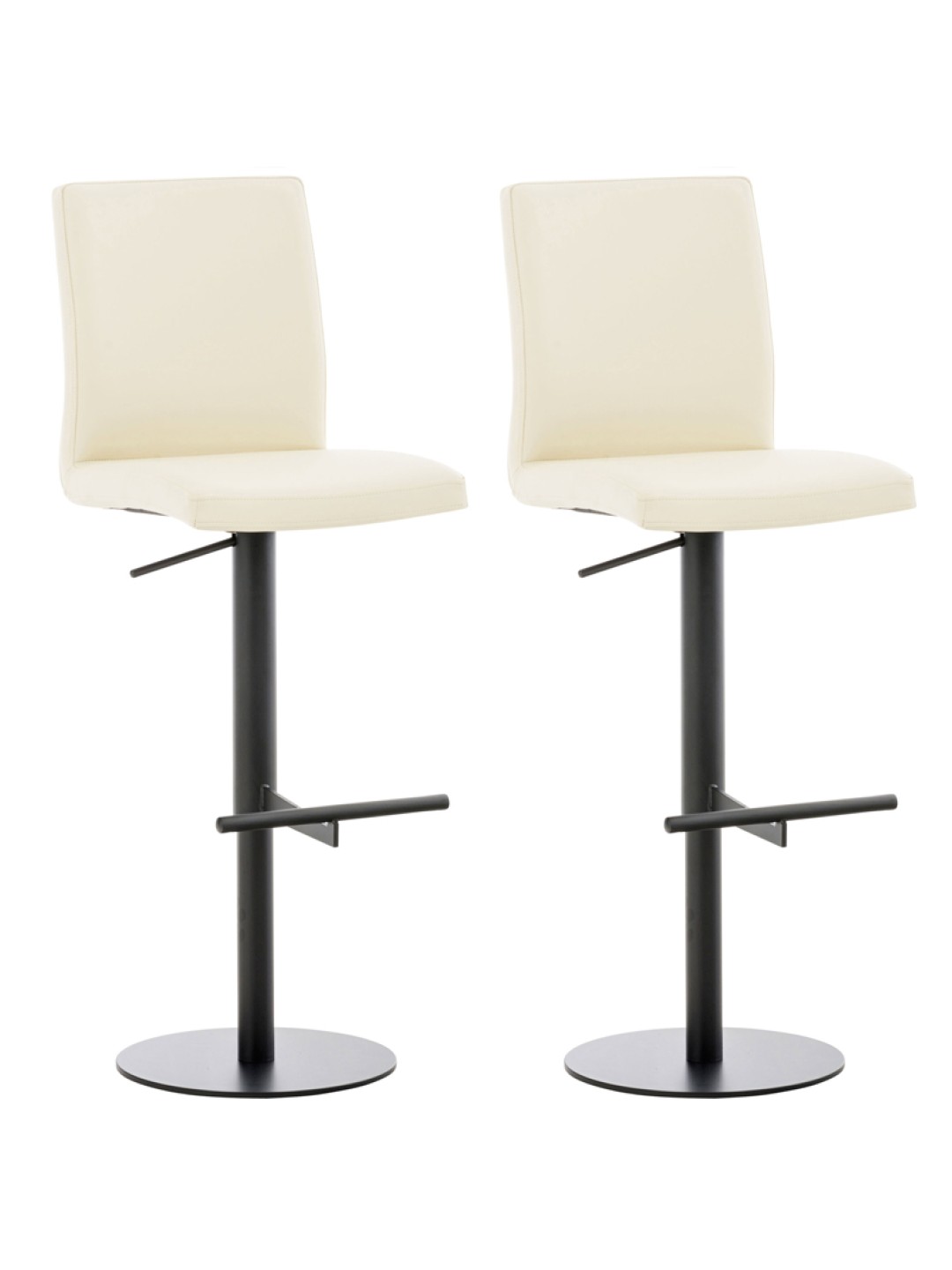 Conjunto de 2 bancos altos em pele sintética Cádiz, creme