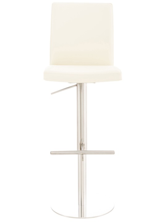 Conjunto de 2 bancos altos Cadiz em pele sintética aço inoxidável, creme