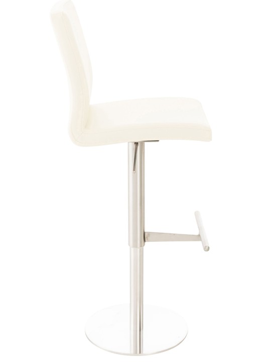Conjunto de 2 bancos altos Cadiz em pele sintética aço inoxidável, creme