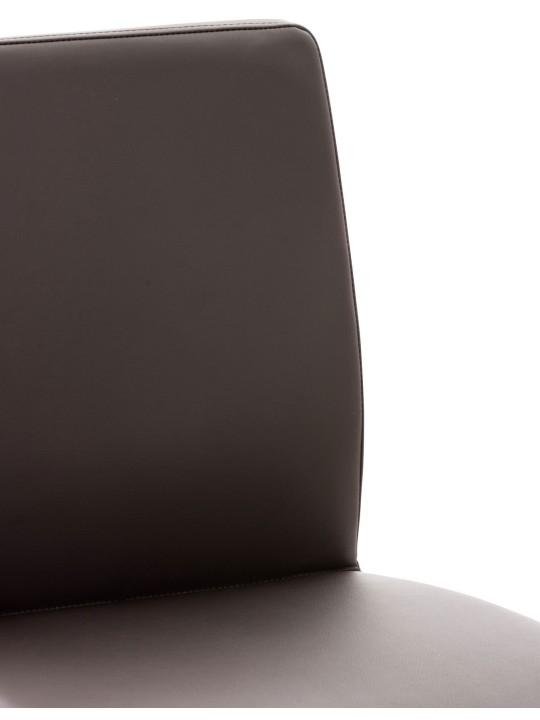 Conjunto de 2 bancos altos Cadiz em pele sintética aço inoxidável, castanho