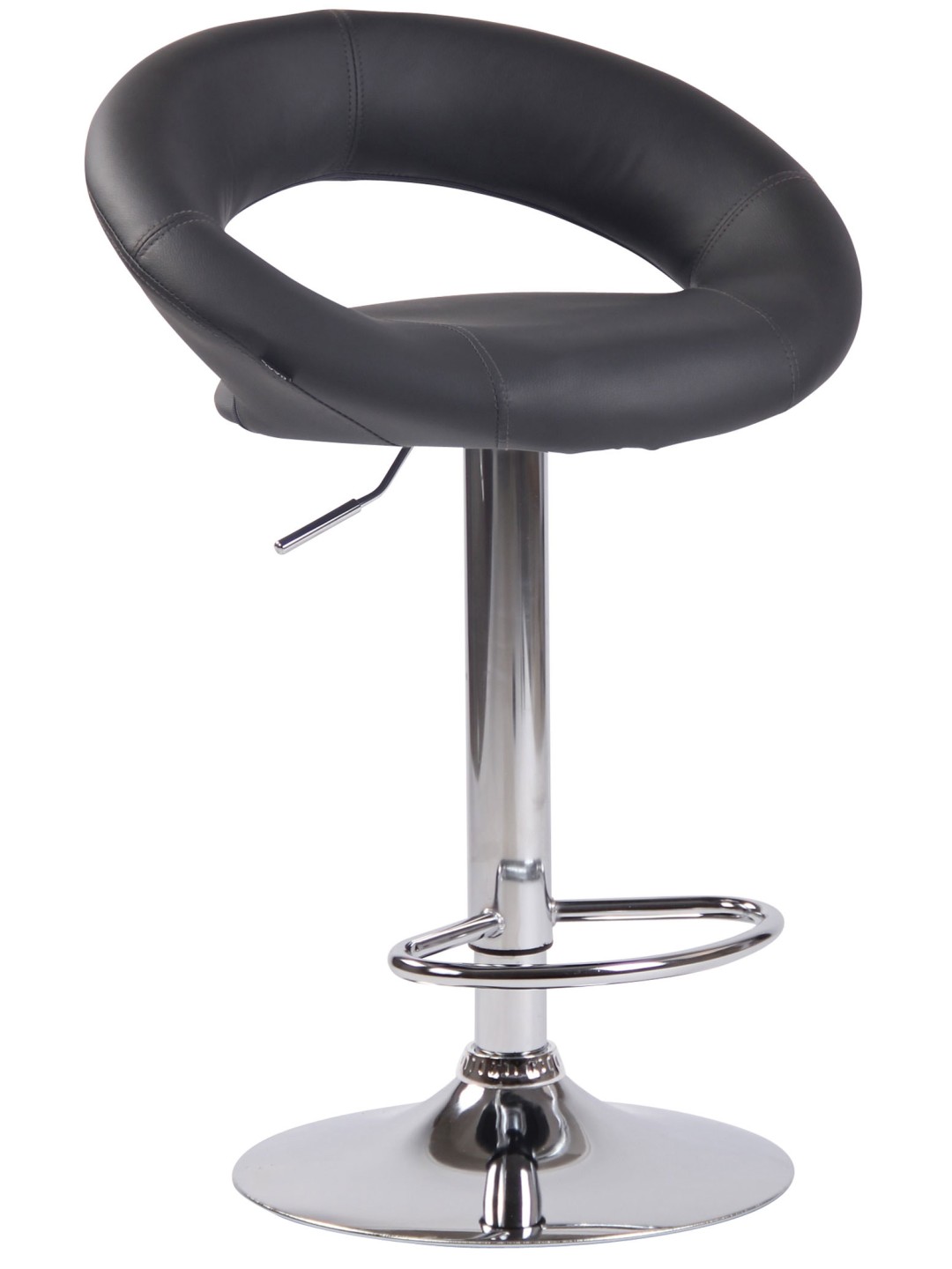 Banqueta alta Olinda couro sintético cromado, cinza