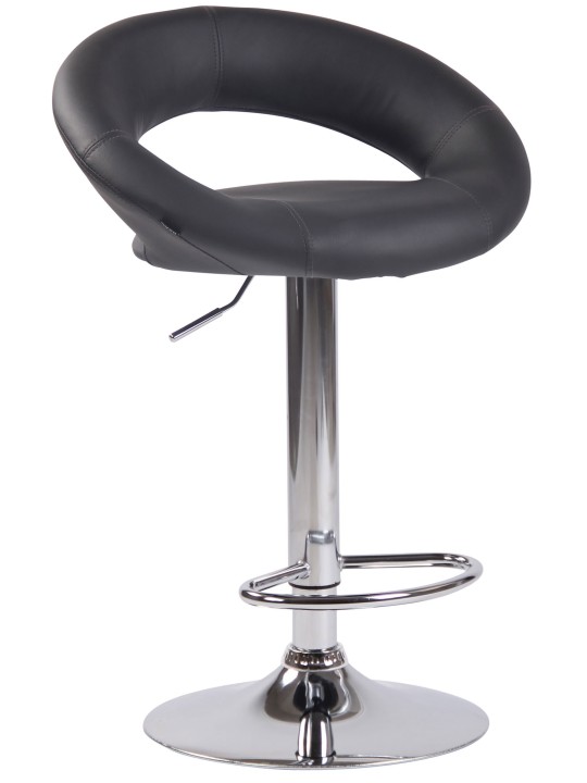 Banqueta alta Olinda couro sintético cromado, cinza