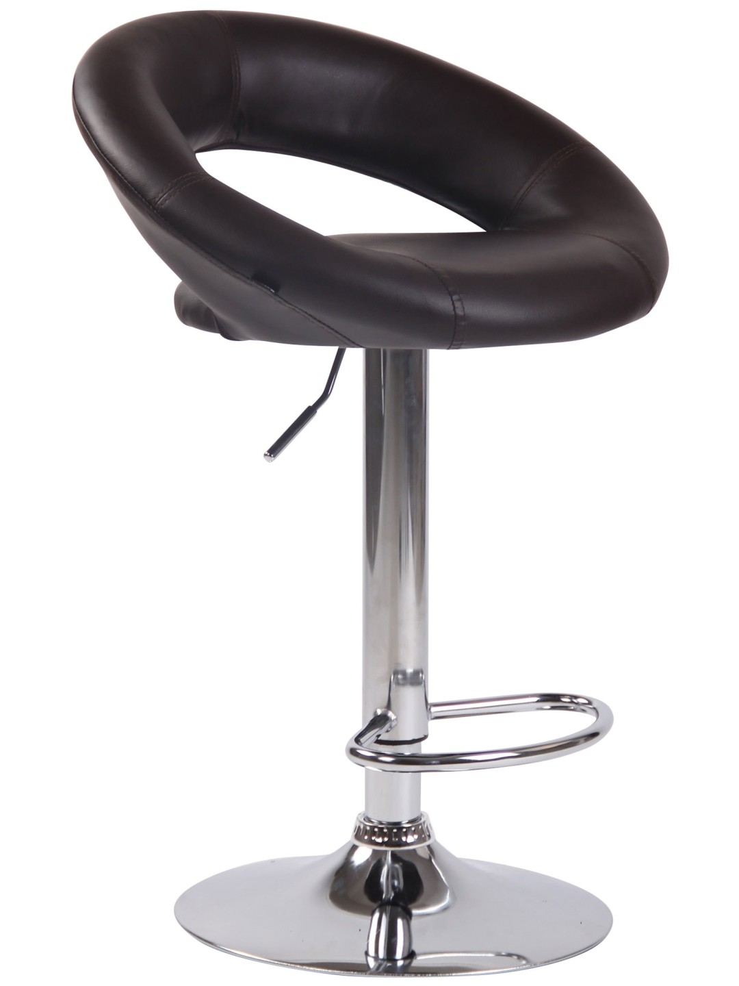 Banqueta alta Olinda couro sintético cromado, castanho
