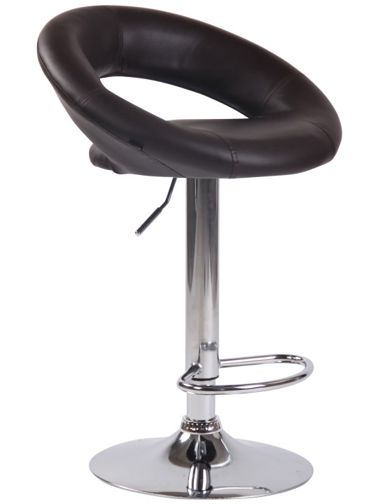 Banqueta alta Olinda couro sintético cromado, castanho