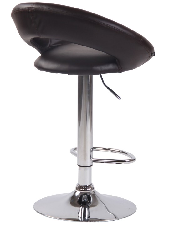 Banqueta alta Olinda couro sintético cromado, castanho
