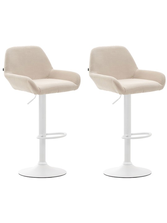 Conjunto de 2 bancos altos tecido Braga, creme