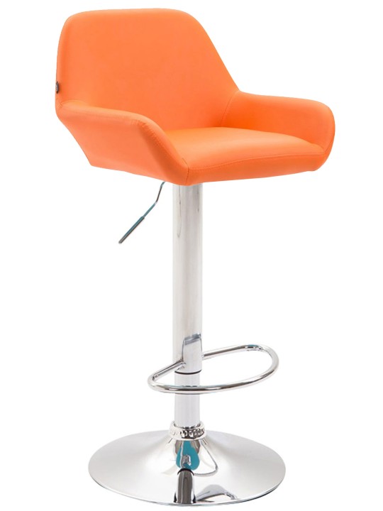 Conjunto de 2 bancos altos Braga couro sintético cromado, laranja