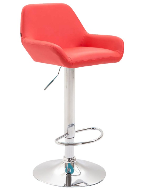 Conjunto de 2 bancos altos Braga couro sintético cromado, vermelho