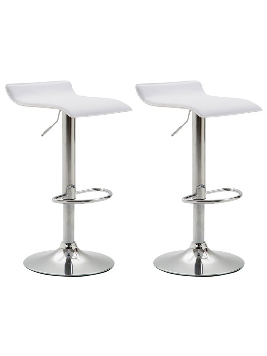 Conjunto de 2 bancos altos Dyn V2 em pele sintética cromada, branco Conjunto de 2 bancos altos Dyn V2 em pele sintética cromada, branco