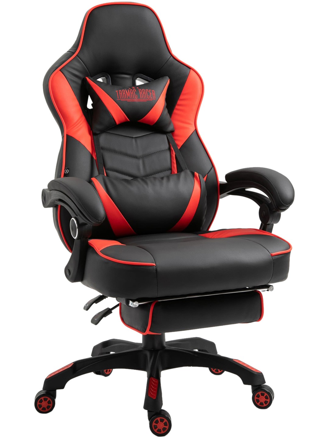 Cadeira de escritório Tilos em couro sintético, preto/vermelho