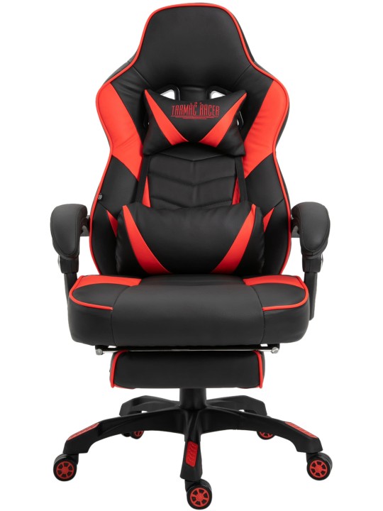 Cadeira de escritório Tilos em couro sintético, preto/vermelho