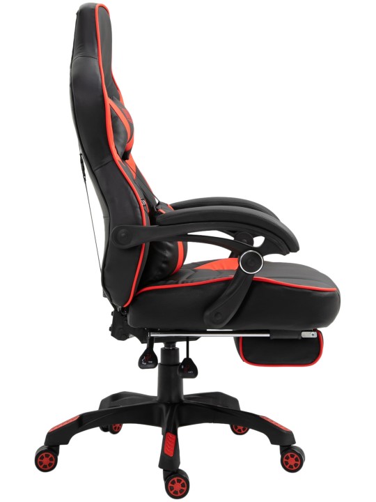 Cadeira de escritório Tilos em couro sintético, preto/vermelho