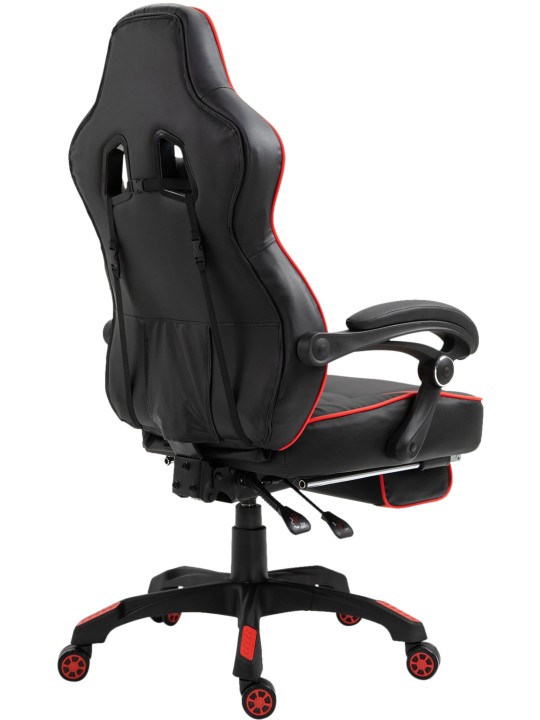 Cadeira de escritório Tilos em couro sintético, preto/vermelho