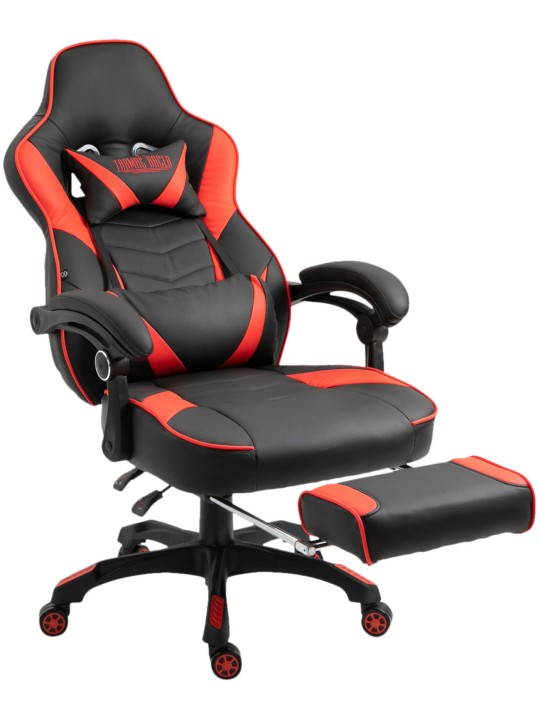 Cadeira de escritório Tilos em couro sintético, preto/vermelho