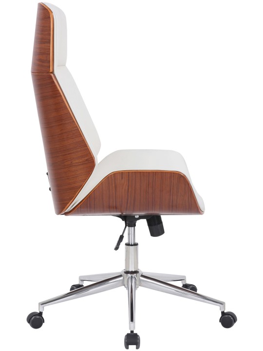 Cadeira de escritório Varel couro sintético, nogueira/branco