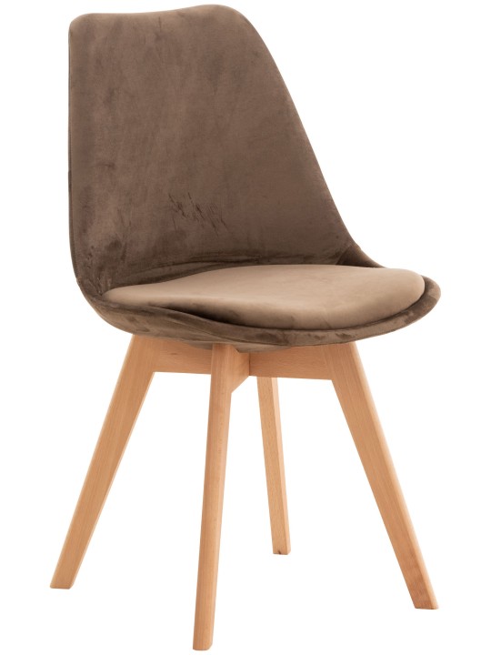 Cadeira de veludo Linares, castanho escuro